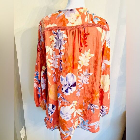 Soft Surrounding Blouse Gussy Floral Spring Summer Beach Resort Wear Women L - Picture 5 of 10